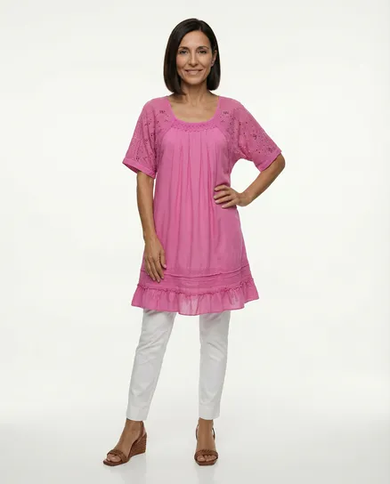 Tunika mit Spitze in pink von les freres