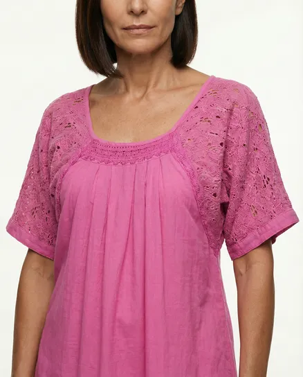Tunika mit Spitze in pink von les freres