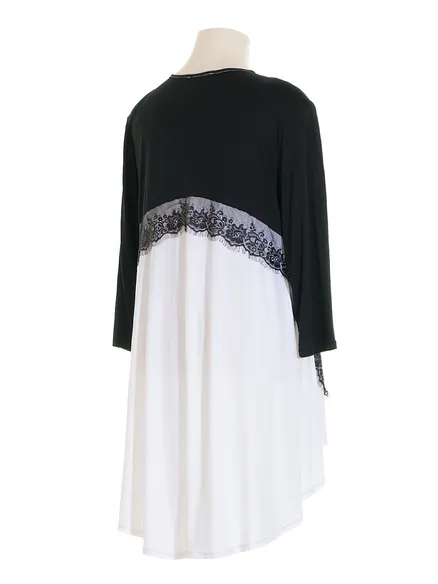 Shirt mit Spitze in schwarz wei� von Clin