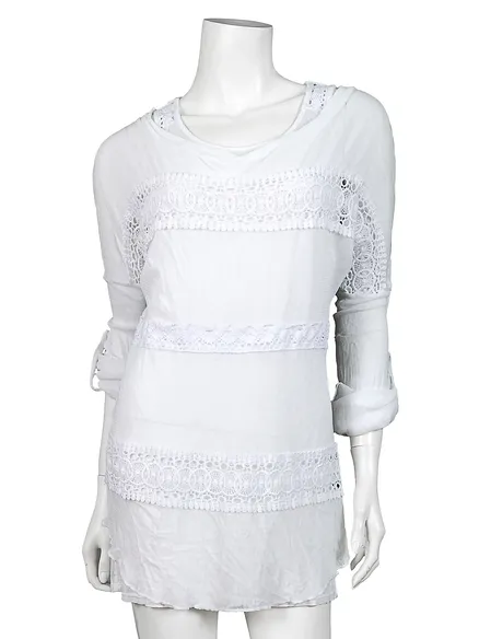 Tunika Shirt mit Spitze 2-tlg. in wei� von fashion made in italy