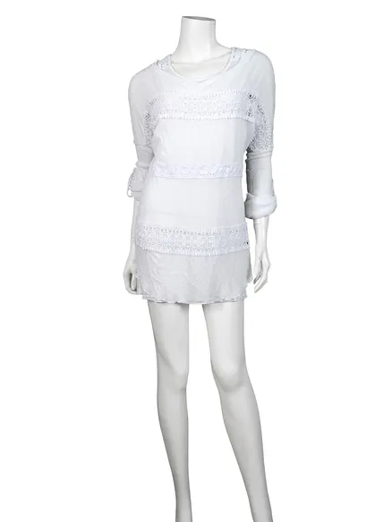 Tunika Shirt mit Spitze 2-tlg. in wei� von fashion made in italy