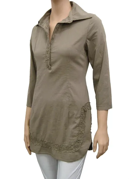 Tunika Bluse Stickerei in braun von RESTART