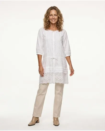 Tunika mit Stickerei in wei� von Made in France