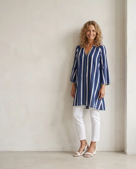 Tunika mit Streifen in dunkelblau von Selected Touch