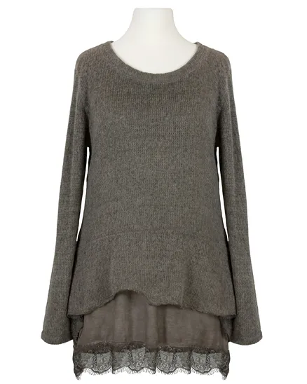 Tunika Pullover mit Spitze in braun von Cocoomin