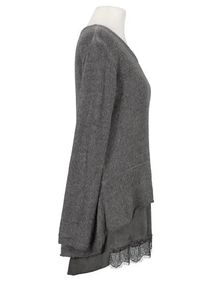 Tunika Pullover mit Spitze in grau von Cocoomin