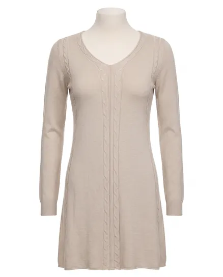 Long Pullover Zopfmuster in beige von Spaziodonna