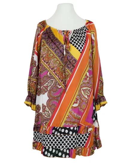 Tunika Satin mit Print in orange von LILY