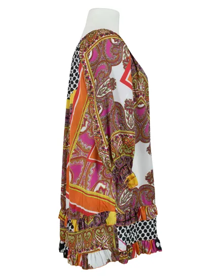 Tunika Satin mit Print in orange von LILY