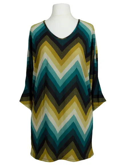 Shirt Zickzack Muster in petrol von fashion made in italy