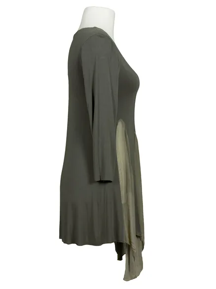 Long Shirt mit Seide in oliv von La Contessa