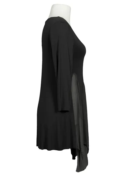 Long Shirt mit Seide in schwarz von La Contessa