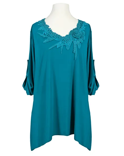 Jersey Shirt mit Spitze in petrol von Diana