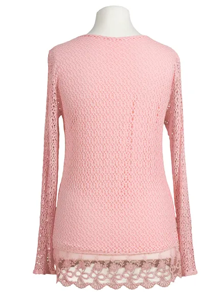 Tunika Shirt mit Spitze in rosa von Italia Moda