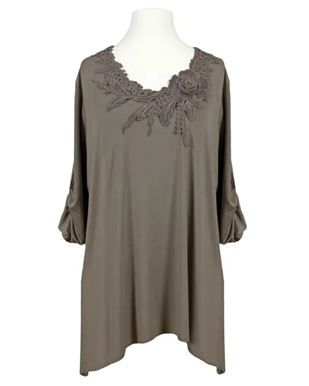 Jersey Shirt mit Spitze in braun von Diana