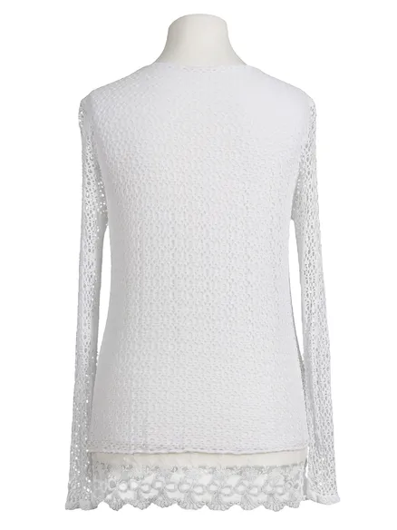 Tunika Shirt mit Spitze in wei� von Italia Moda