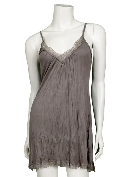 Long Top mit Spitze in braun von Pronto Moda