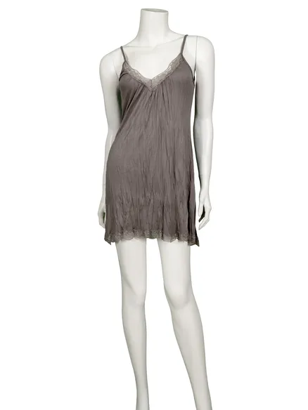 Long Top mit Spitze in braun von Pronto Moda