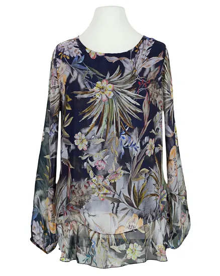 Tunikabluse Floral mit Seide in dunkelblau von Made in Italy