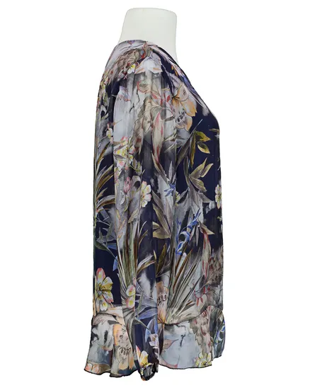 Tunikabluse Floral mit Seide in dunkelblau von Made in Italy