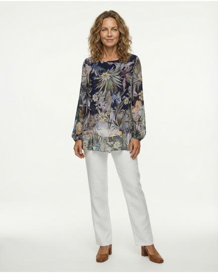 Tunikabluse Floral mit Seide in dunkelblau von Made in Italy