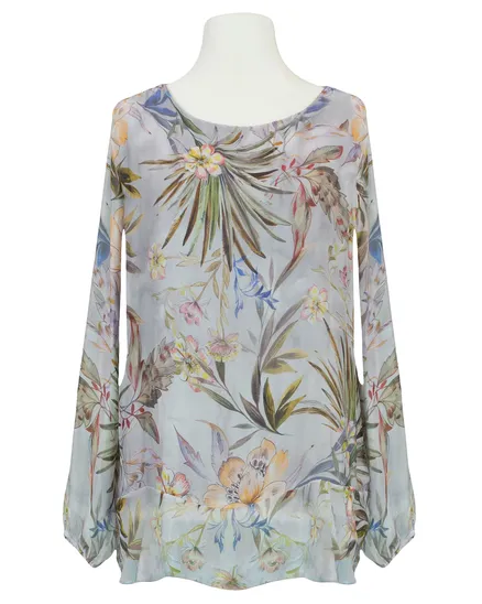 Tunikabluse Floral mit Seide in grau von Made in Italy