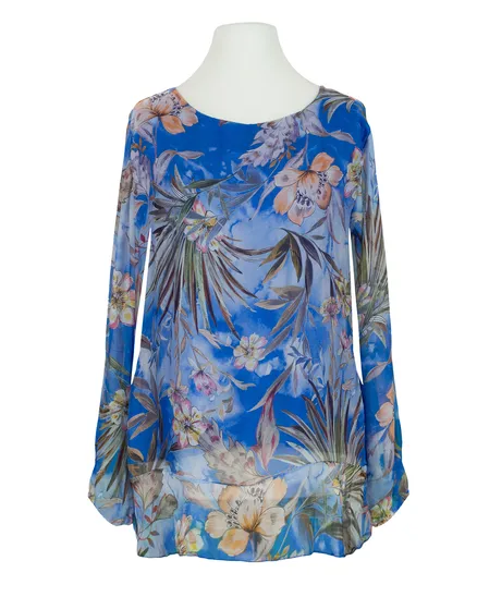 Tunikabluse Floral mit Seide in k�nigsblau von Made in Italy