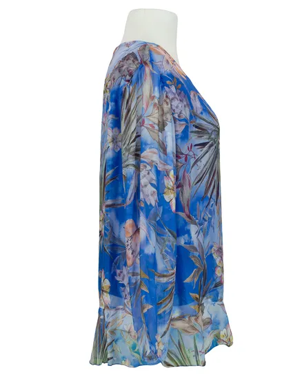 Tunikabluse Floral mit Seide in k�nigsblau von Made in Italy