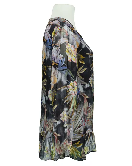 Tunikabluse Floral mit Seide in schwarz von Made in Italy