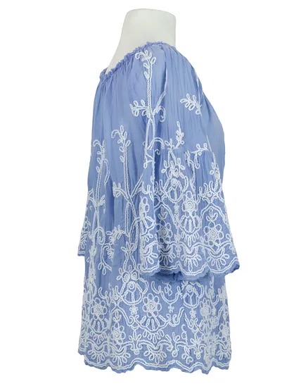 Tunikabluse Kordelstickerei in blau von Diana