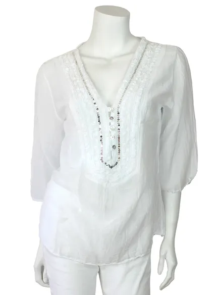 Tunika Bluse mit Seide in wei� von Moda