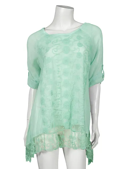 Tunika Bluse mit Spitze in mint von Saison Feminin