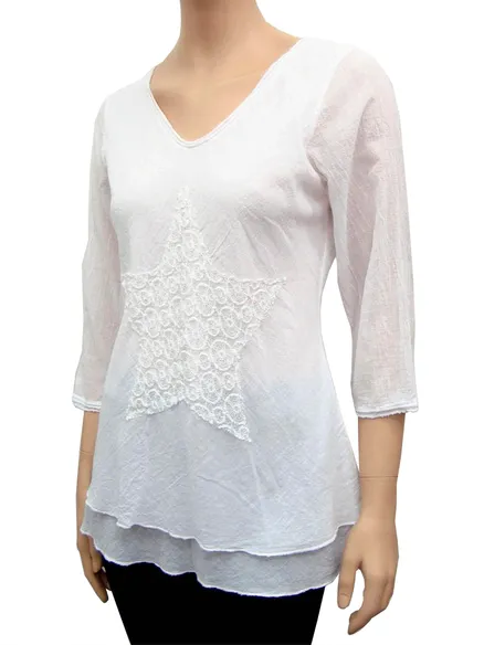 Tunika Bluse mit Spitze in wei� von RESTART