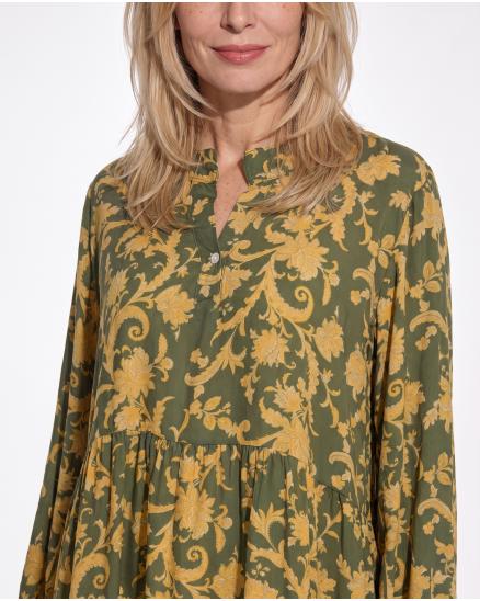 Tunikabluse Ornamentprint in oliv von New Collection