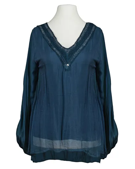 Seidenbluse in petrol von fashion made in italy