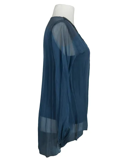 Seidenbluse in petrol von fashion made in italy