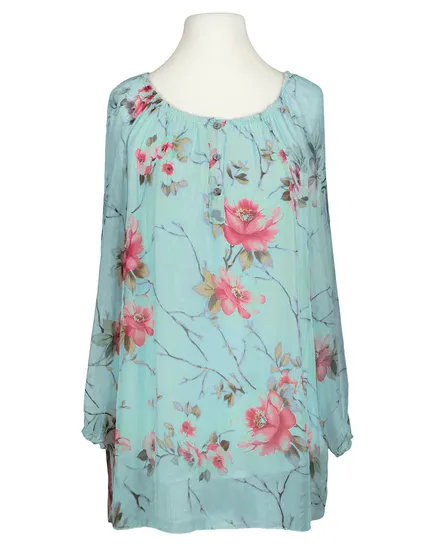 Tunikabluse Seide Floral in t�rkis von Esvivid