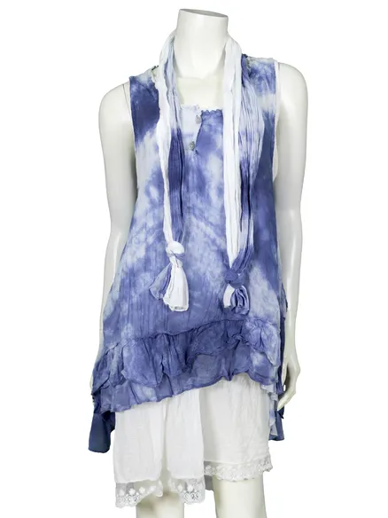 Tunika Batik 3-tlg. in blau von Diana