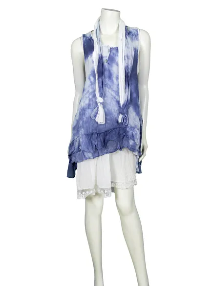 Tunika Batik 3-tlg. in blau von Diana