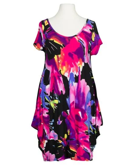 Shirtkleid Blumenmuster in schwarz von Spaziodonna
