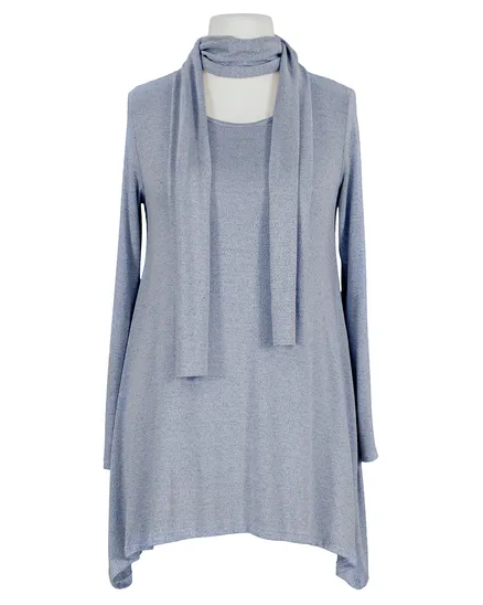 Tunikashirt mit Schal in blau von Made in Italy
