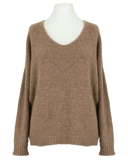 V-Ausschnitt Pullover Grobstrick in camel von Selected Touch
