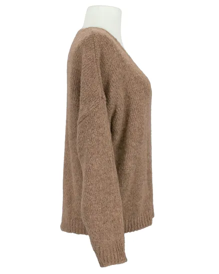V-Ausschnitt Pullover Grobstrick in camel von Selected Touch
