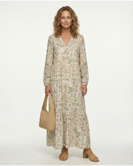 Viskosekleid Floral in beige von H. Trend