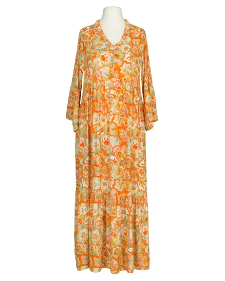 Viskosekleid Floral in orange von H. Trend