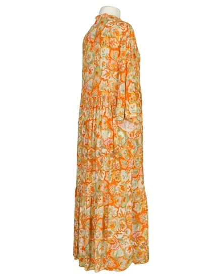 Viskosekleid Floral in orange von H. Trend