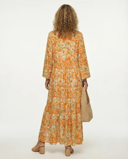 Viskosekleid Floral in orange von H. Trend
