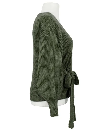 Wickel Strickjacke in oliv von Diana