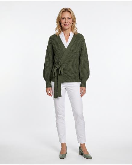 Wickel Strickjacke in oliv von Diana