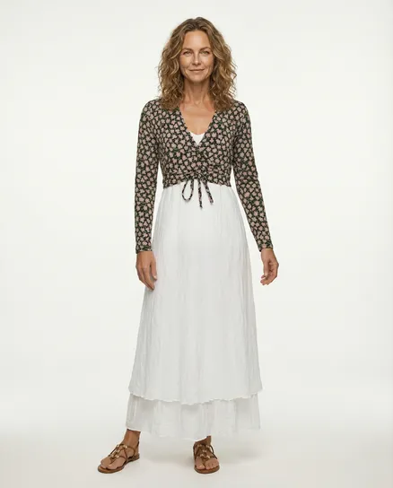 Wickelbolero Bl�ten Baumwolljersey in schwarz von FASHION